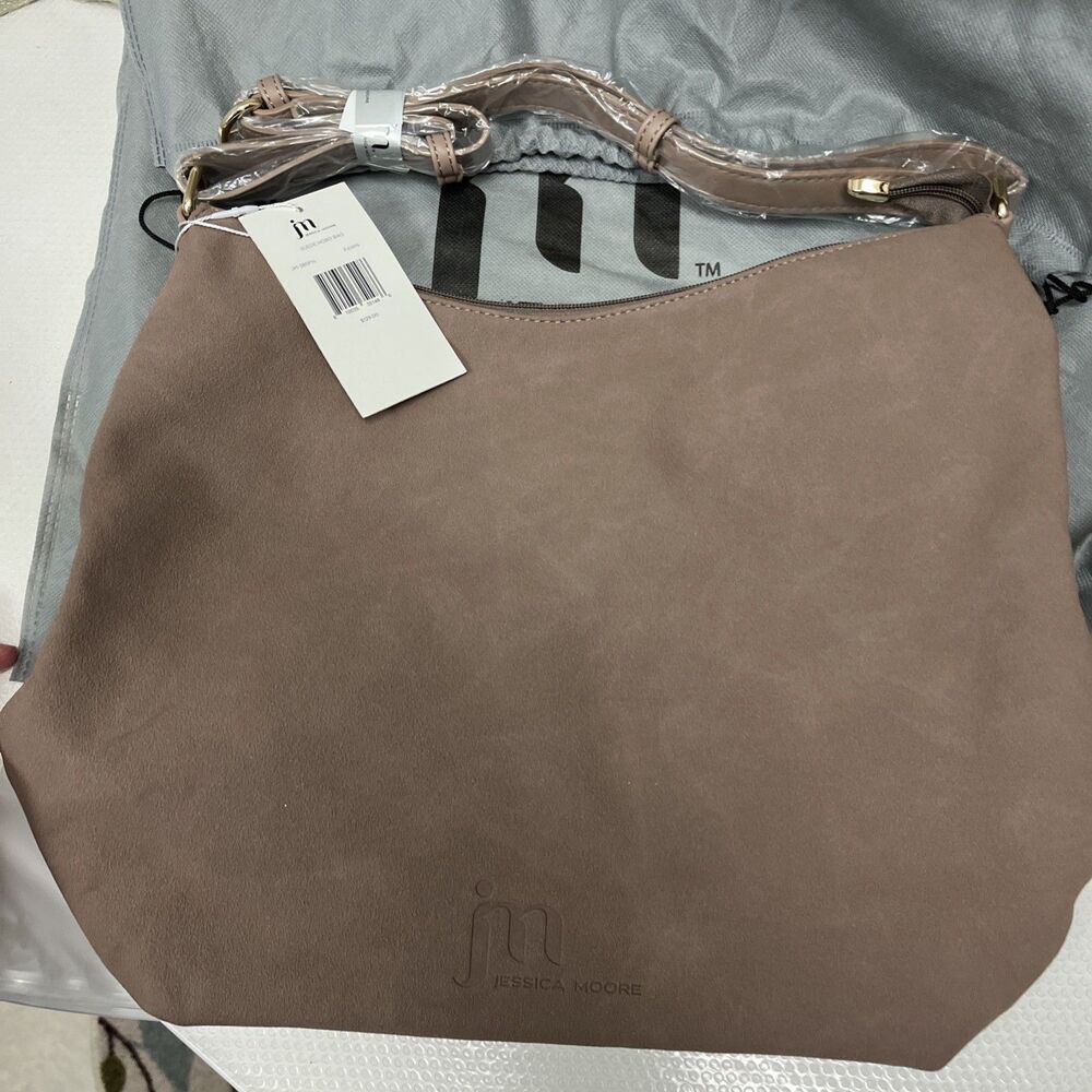 Jessica Moore suede hobo bag color Fawn New W/tag & Dust Cover 12x11x5”